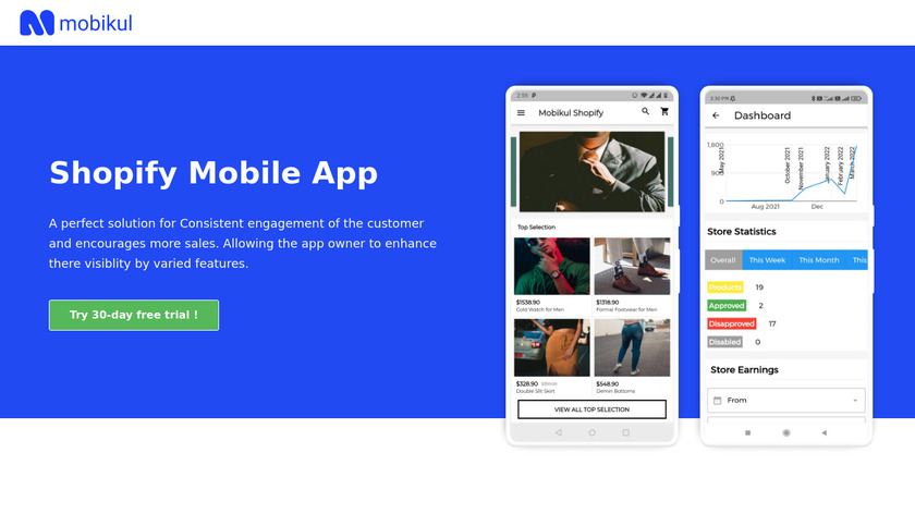 Mobikul Shopify Mobile App Landing Page