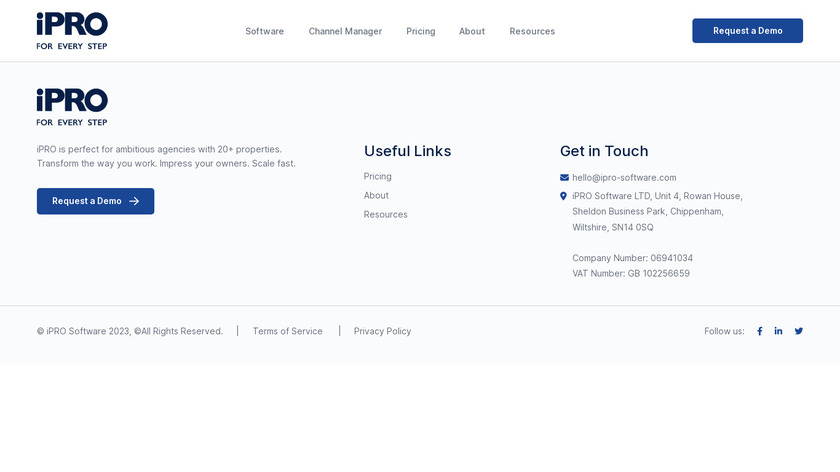 iPro Software Landing Page