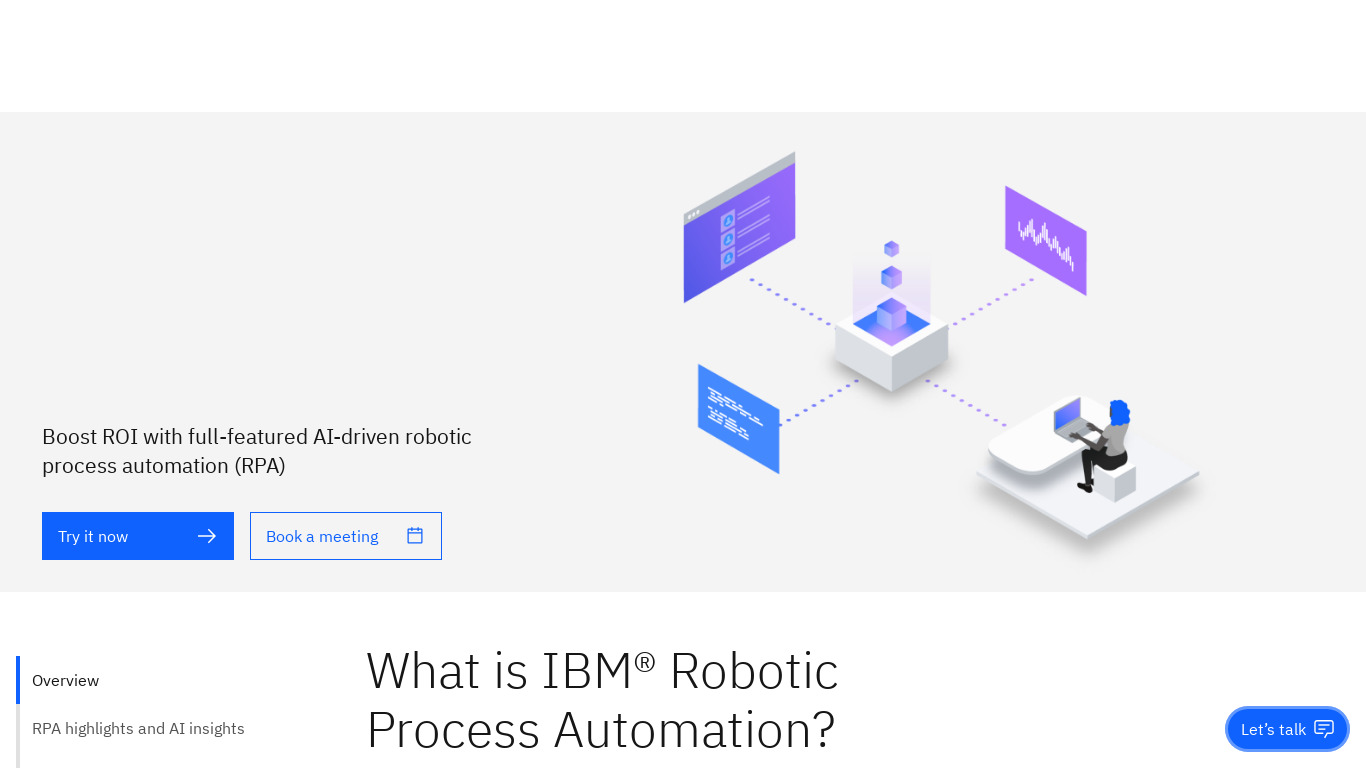 IBM Robotic Process Automation (RPA) Landing page