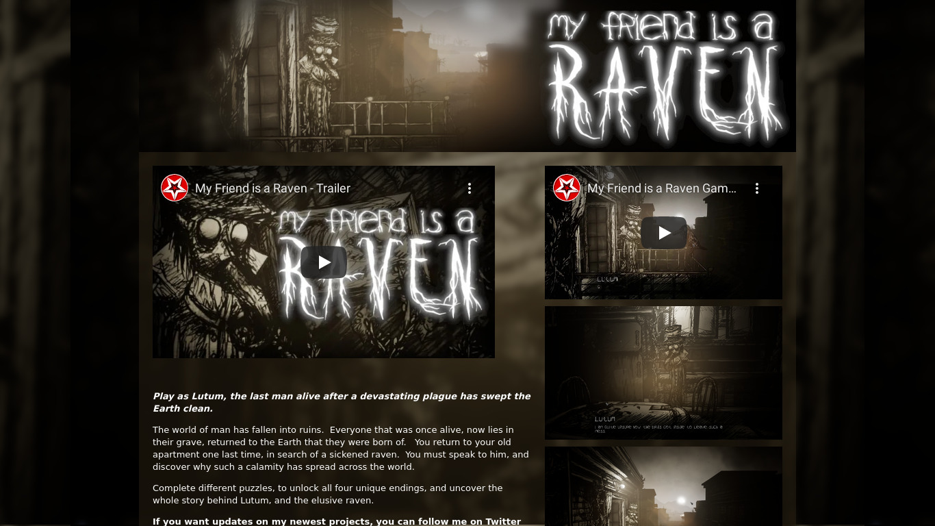 My Friend Is a Raven Landing page