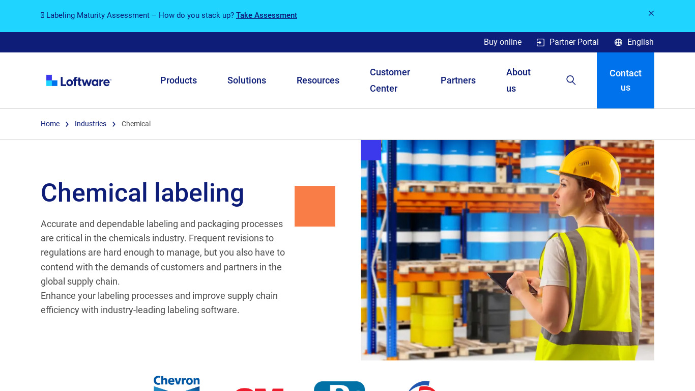 NiceLabel Chemical Labeling Landing page