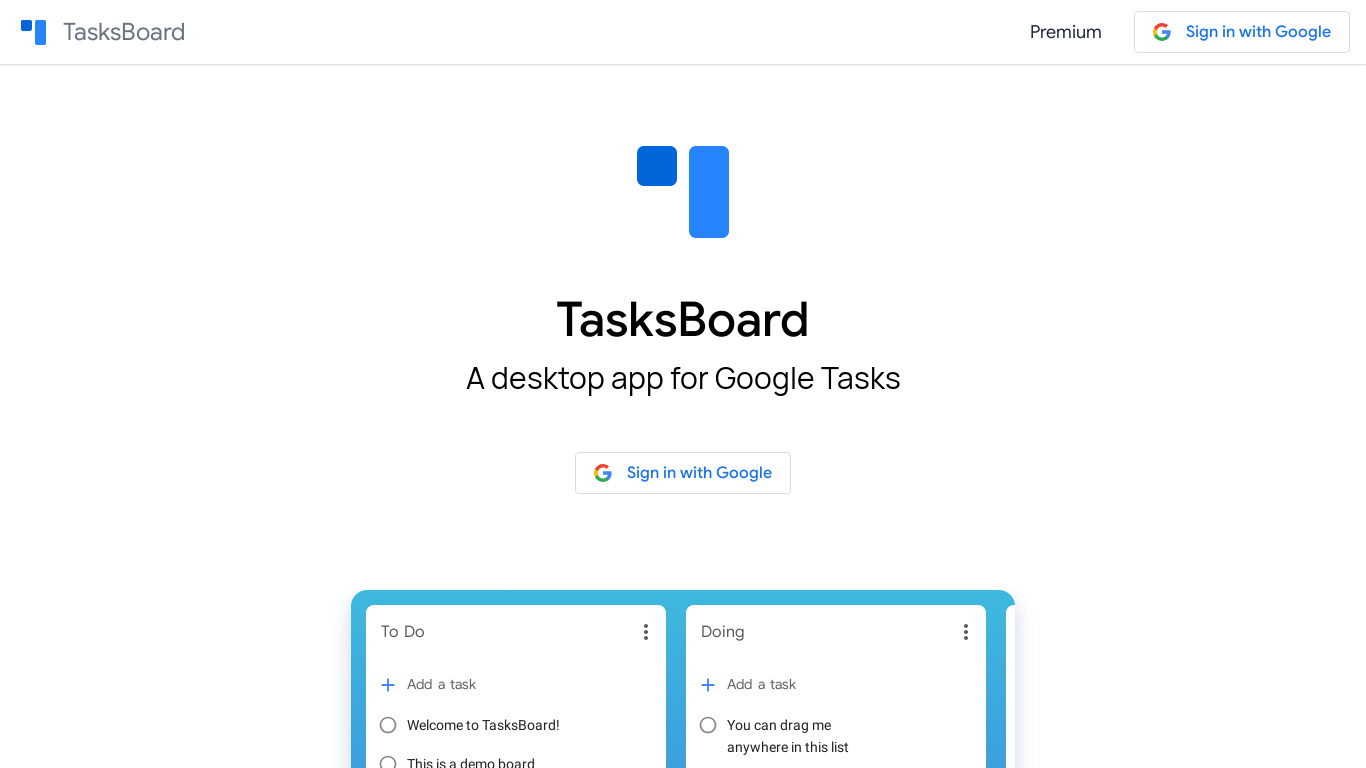 TasksBoard Landing page