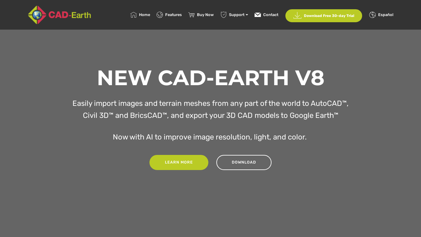 CAD-Earth Landing page