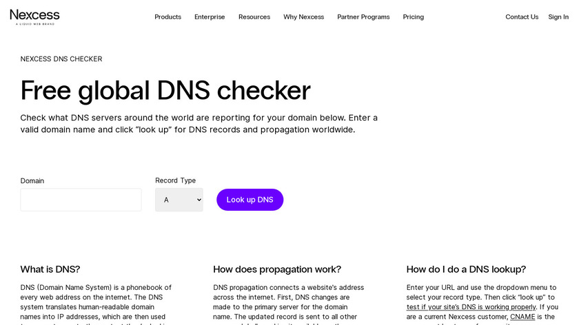 Nexcess Global DNS Checker Landing Page