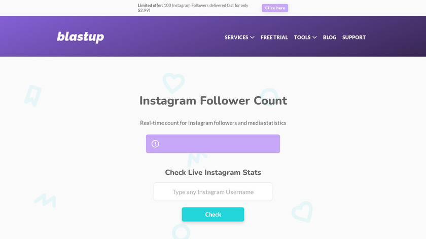 Blastup Instagram Follower Count Landing Page