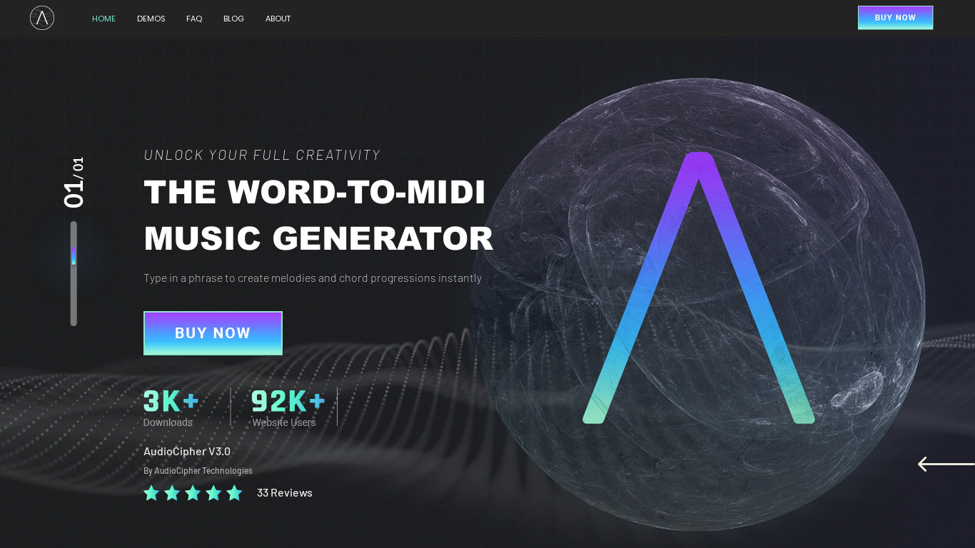 AudioCipher Landing page