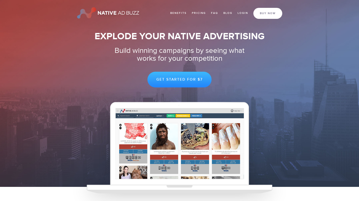 Native Ad Buzz Landing page