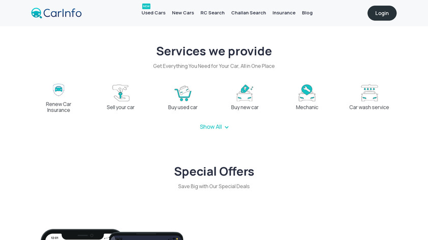 RTO Vehicle Information App Landing Page