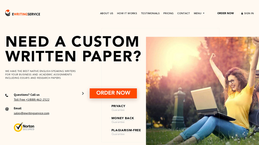 eWritingService Landing Page