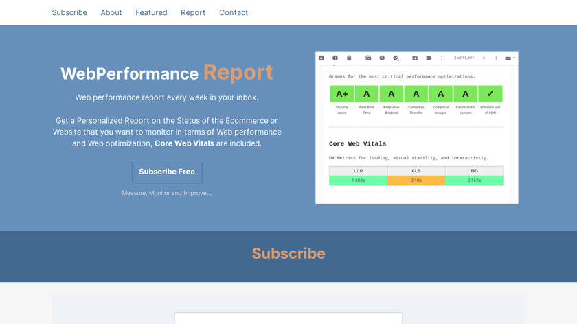 WebPageTest Newsletter Landing Page