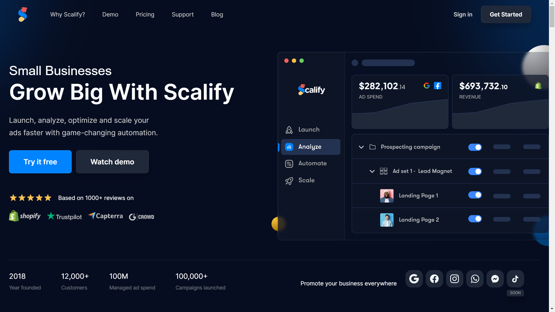 Scalify Landing page
