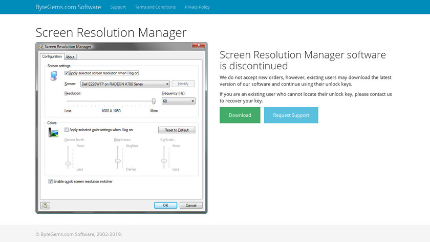 Screen Resolution Manager Landing Page