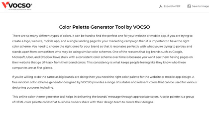 Vocso Color Palette Generator screenshot