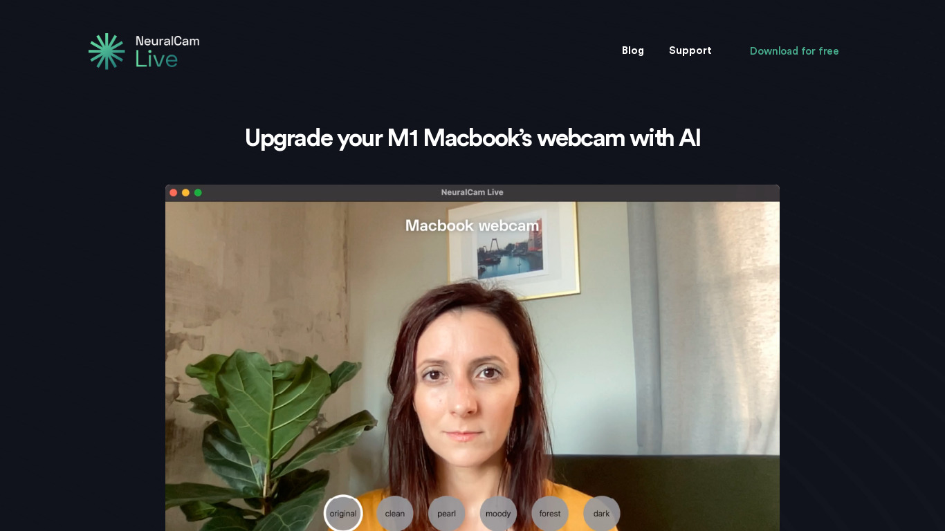 NeuralCam Live for Mac Landing page