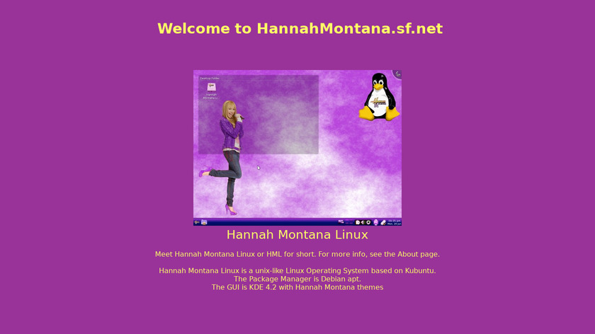 Hannah Montana Linux Landing Page