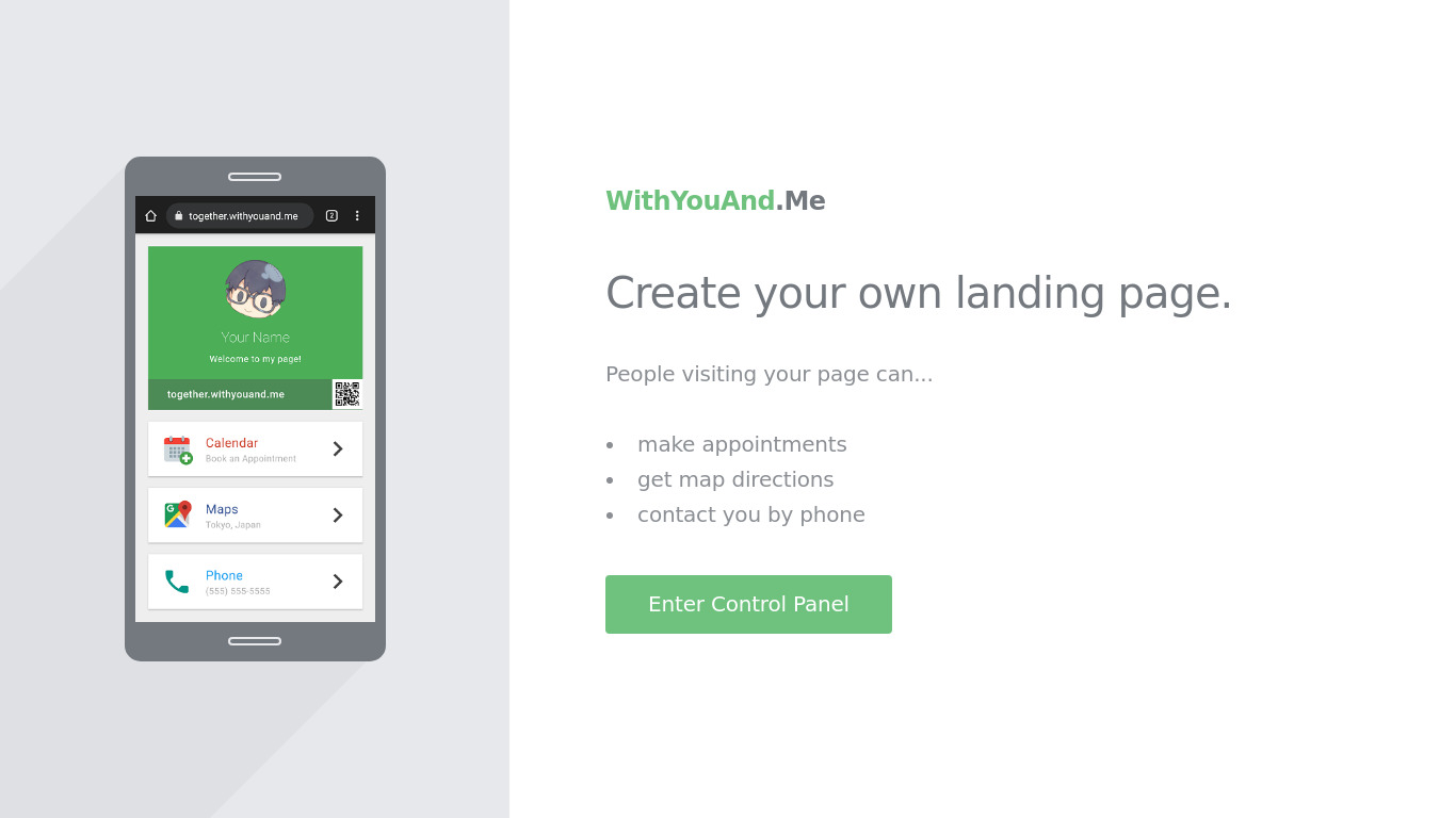 With You and Me Landing page
