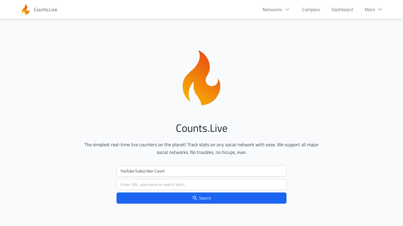 Counts.Live.live Landing page