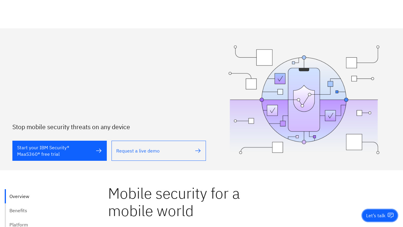 IBM Mobile security solutions Landing page