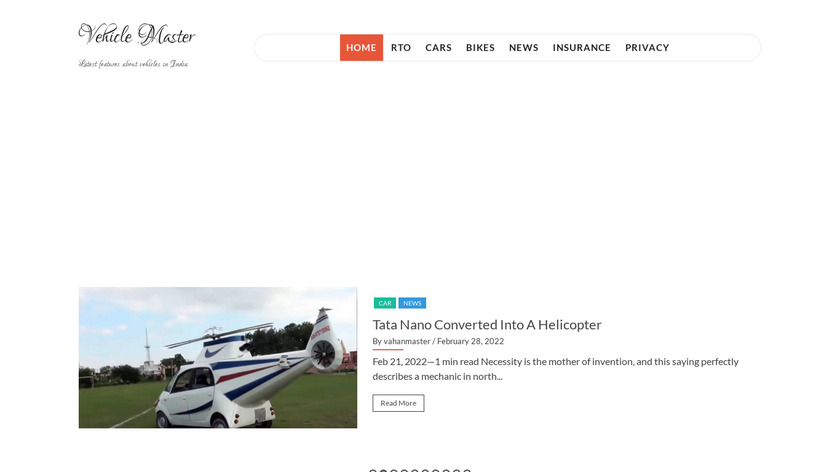 Vehicle Master Landing Page