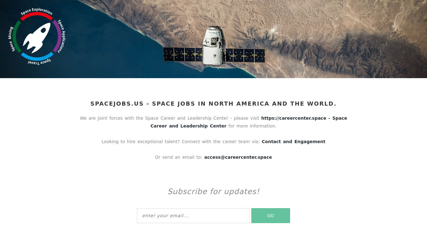 SpaceJobs.us Landing page
