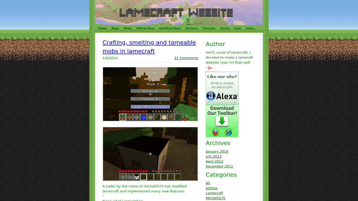 Lamecraft Landing page