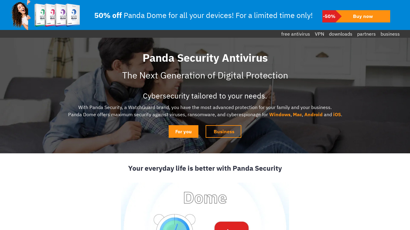 Panda Security Landing page