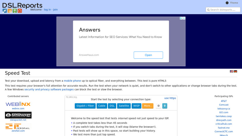 DSLReports Landing Page
