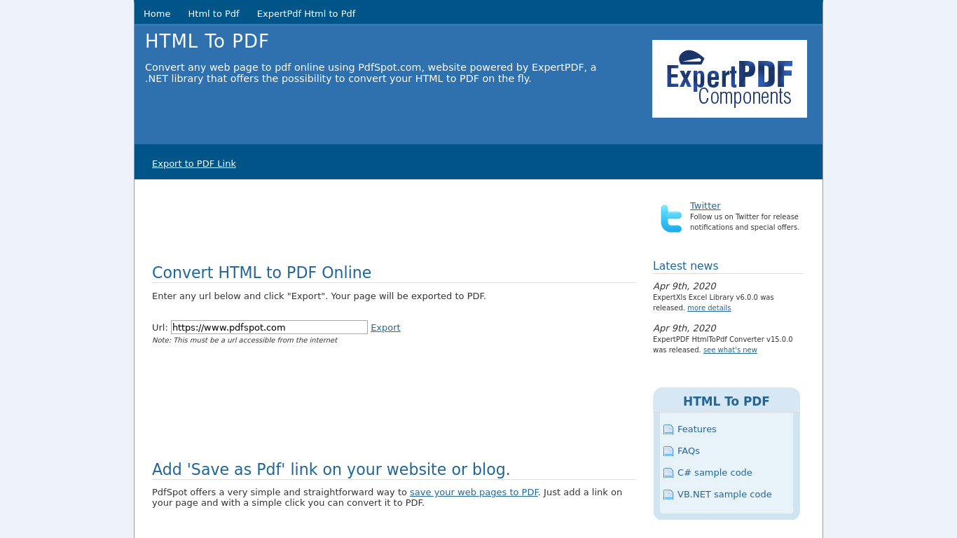 PdfSpot.com Landing page