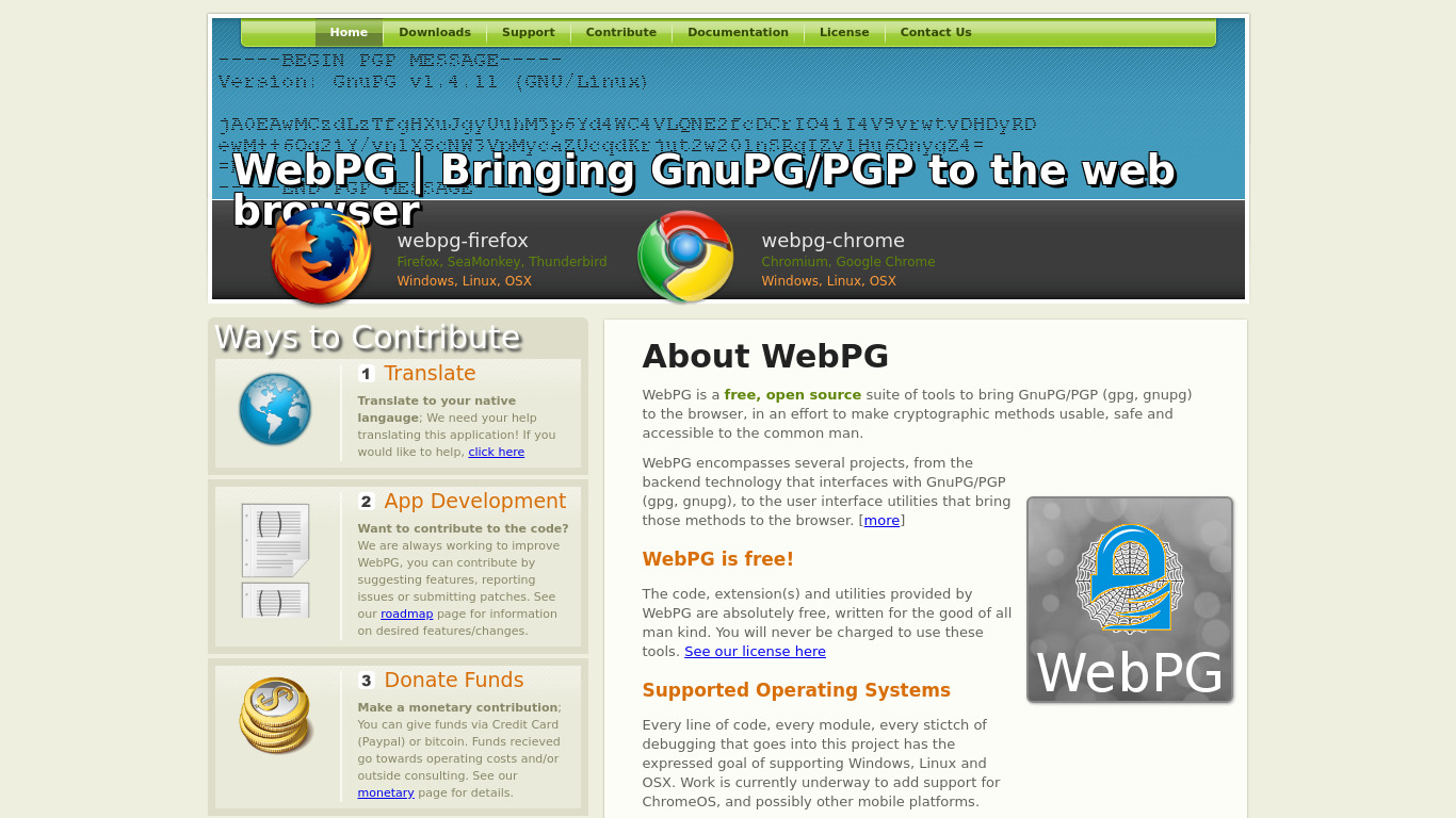 WebPG Landing page