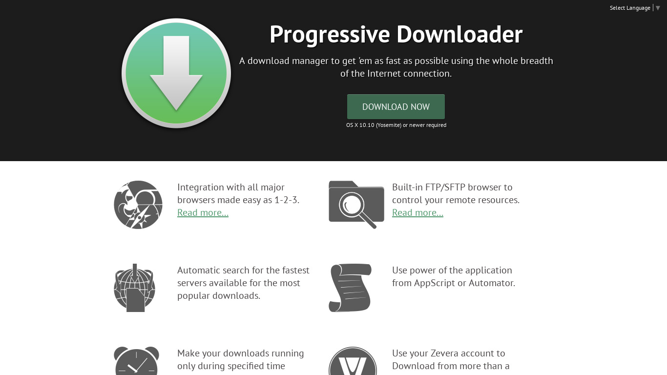 Progressive Downloader Landing page