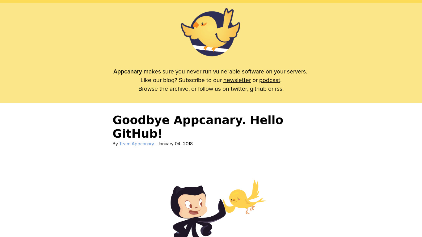 appCanary Landing page