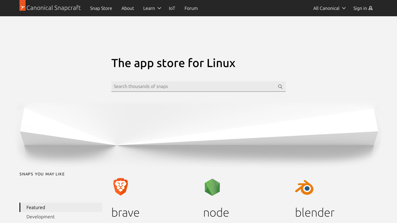 Ubuntu Software Center Landing page