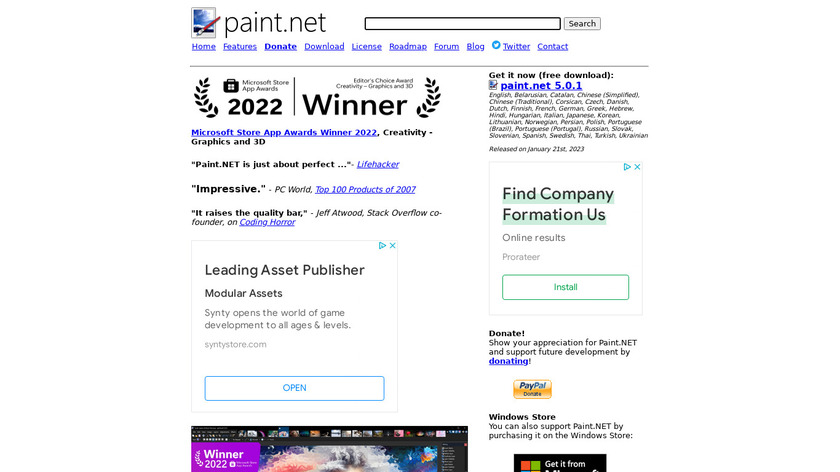 Paint.NET Landing Page