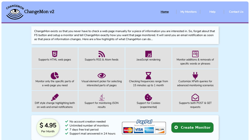 ChangeMon.Com Landing Page