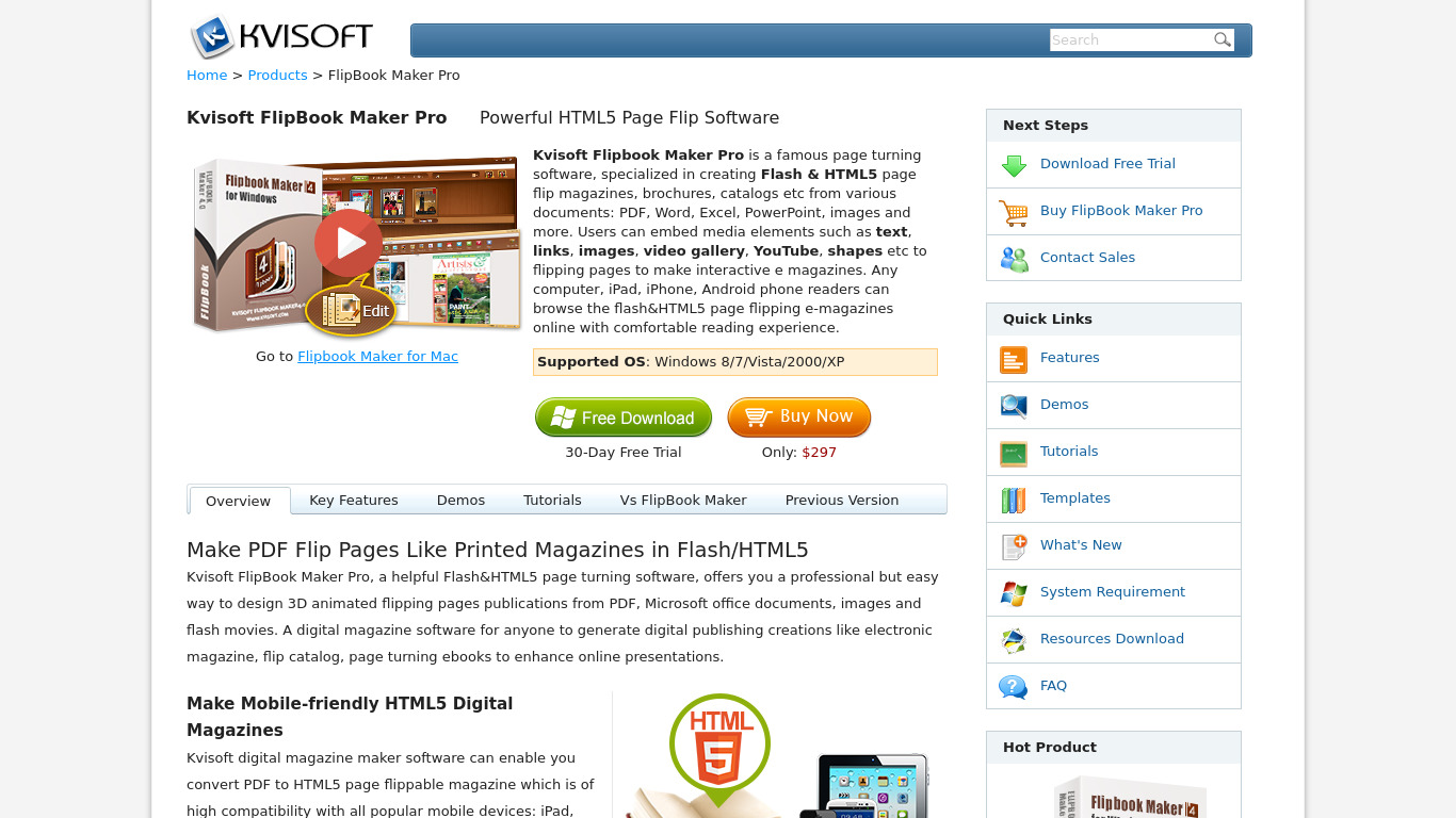 Kvisoft FlipBook Maker Pro Landing page