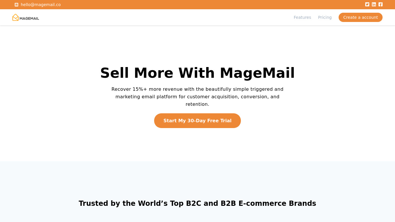 MageMail Landing page