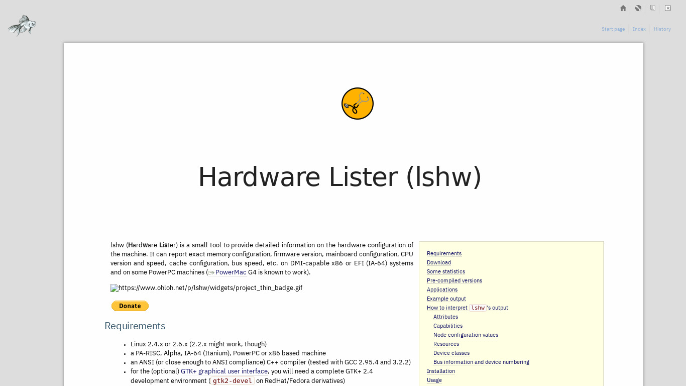 Hardware Lister Landing page