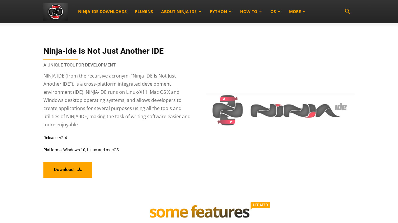 NINJA-IDE Landing page