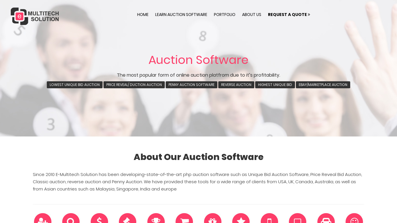 E-Multitech Auction Landing page