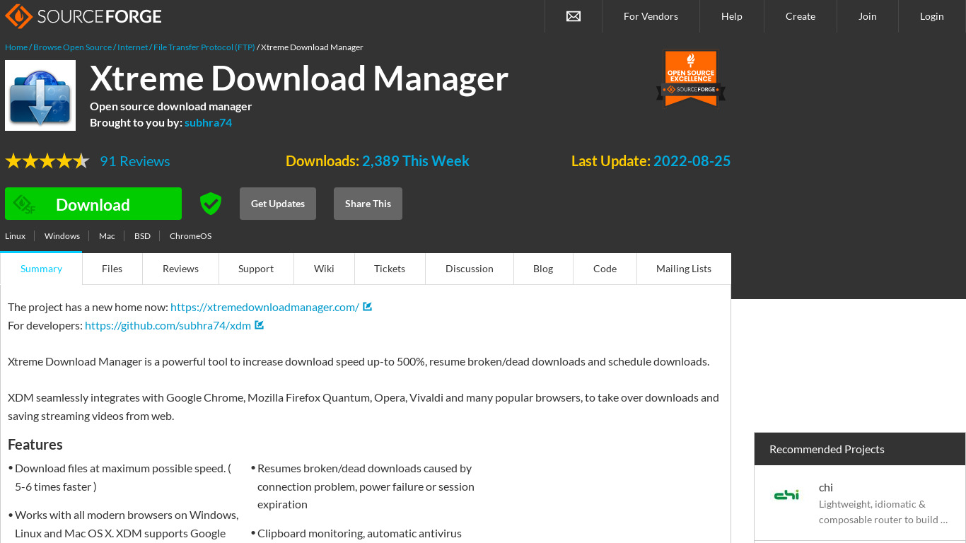 Xtreme Download Manager Landing page