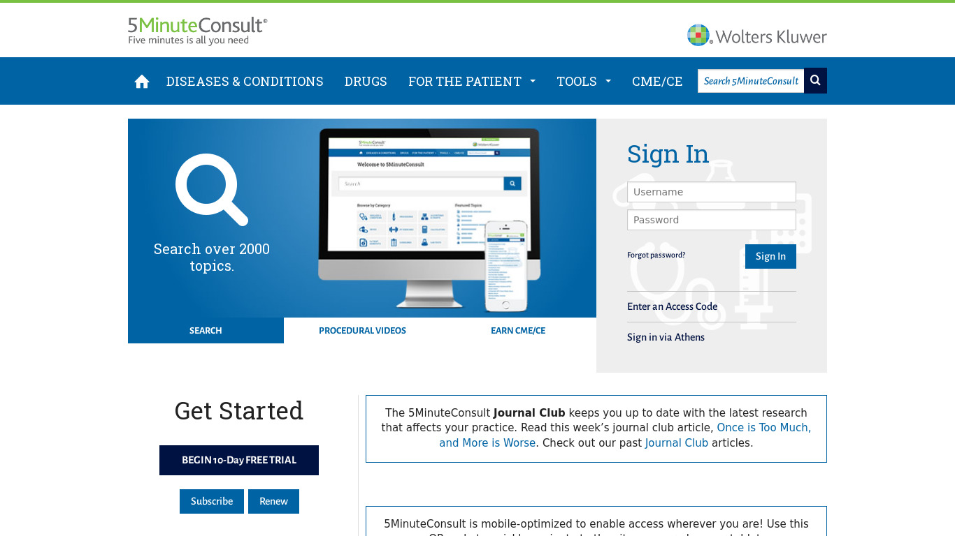 5 minute consult Landing page