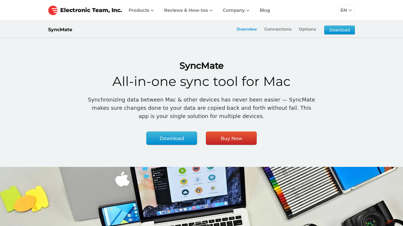 SyncMate Landing page
