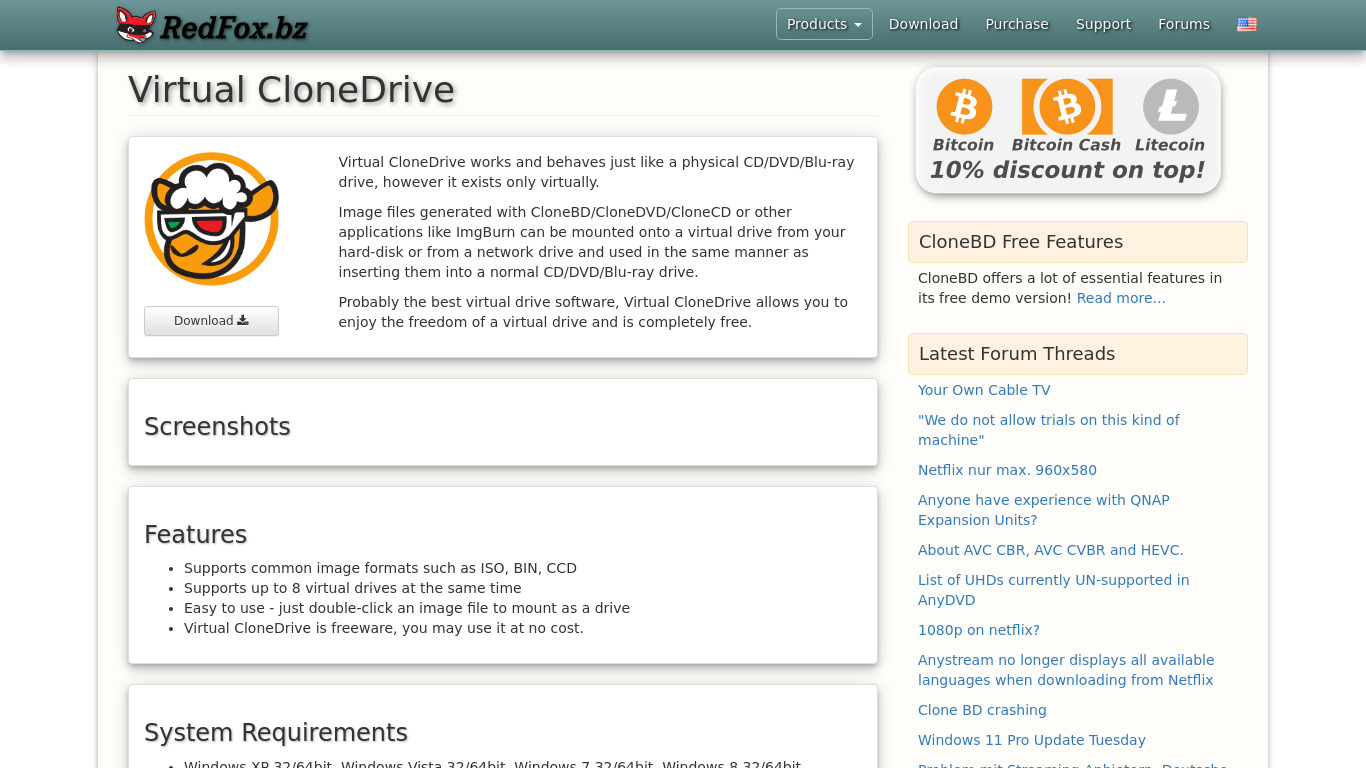 Virtual CloneDrive Landing page
