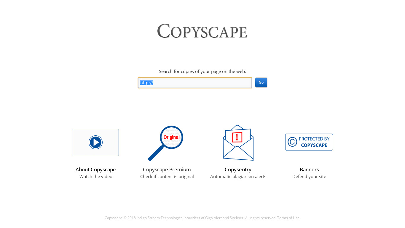 Copyscape Landing page