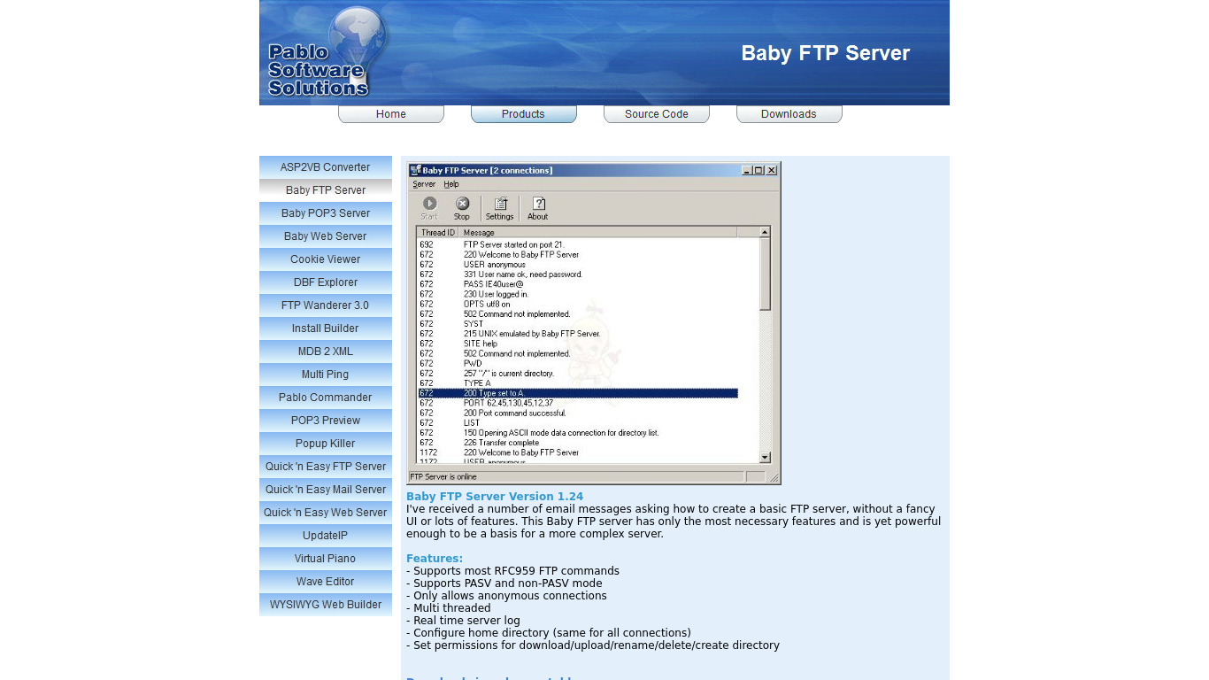 Baby FTP Server Landing page
