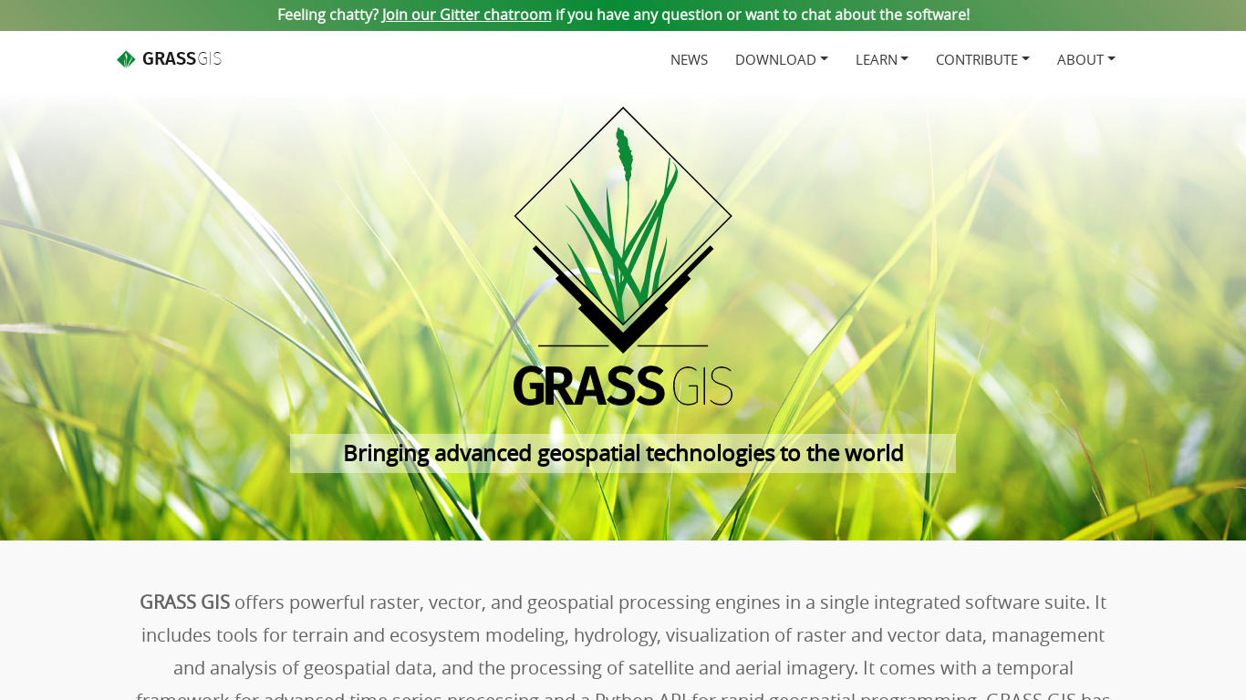 GRASS GIS Landing page
