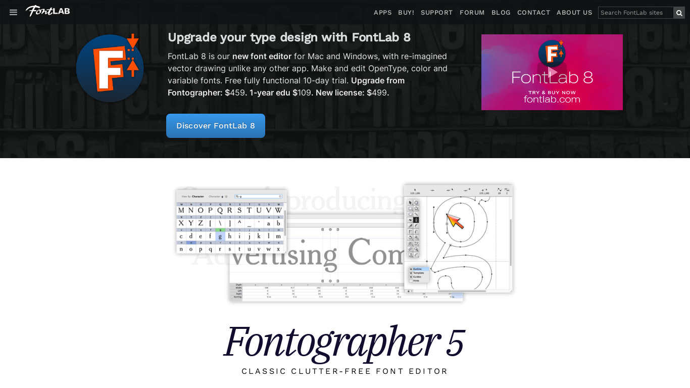 Fontographer Landing page