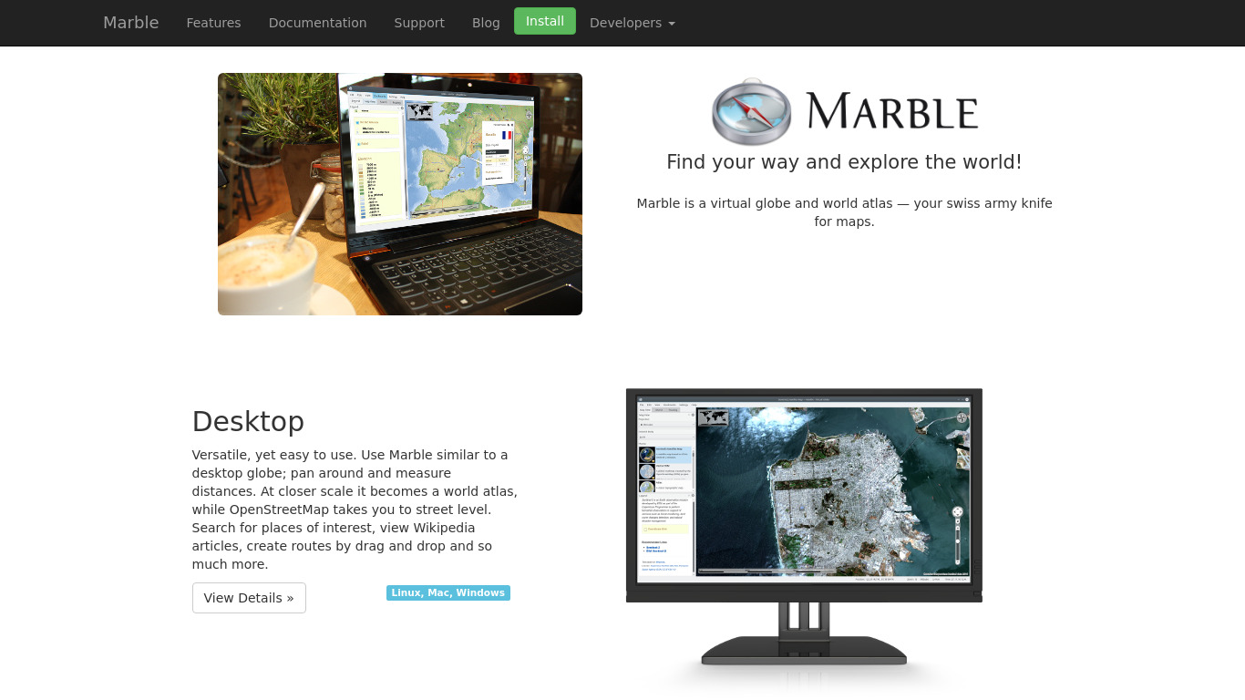 Marble Landing page