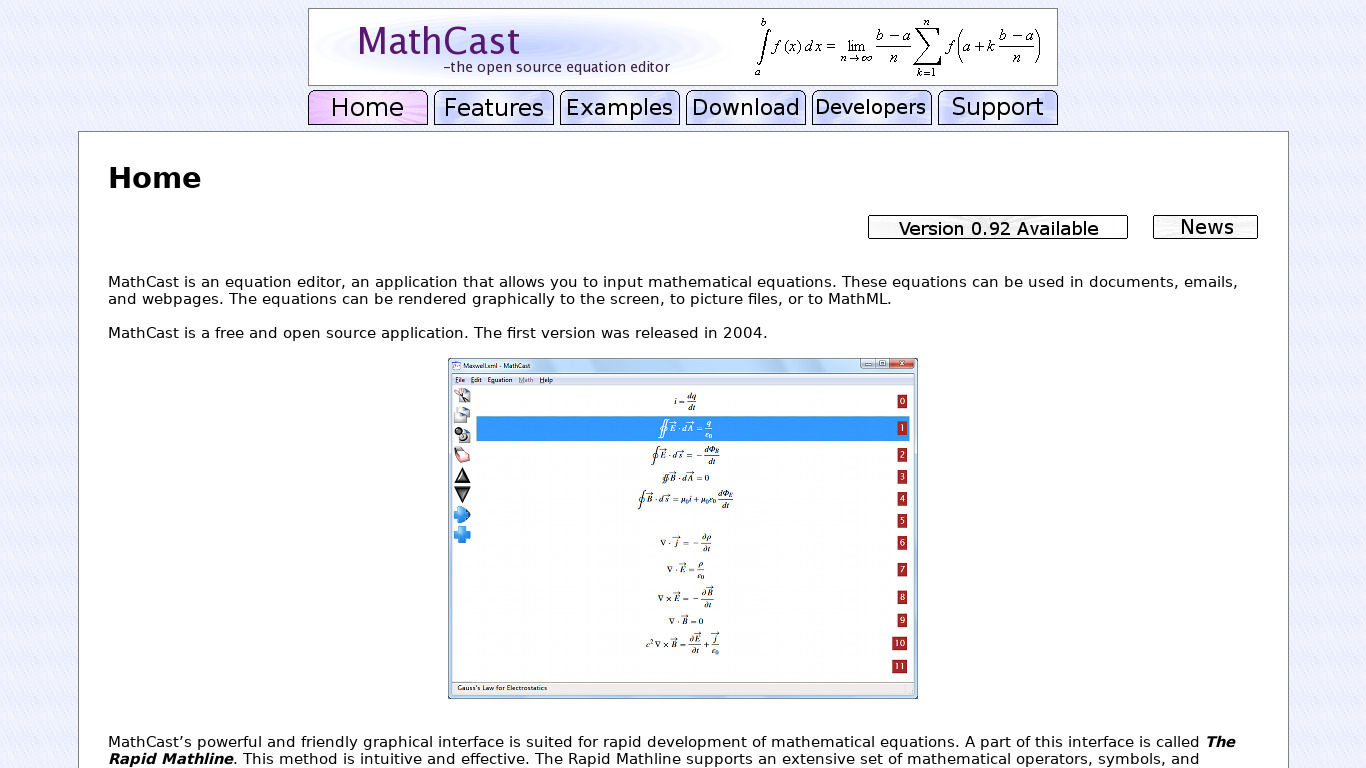 MathCast Landing page