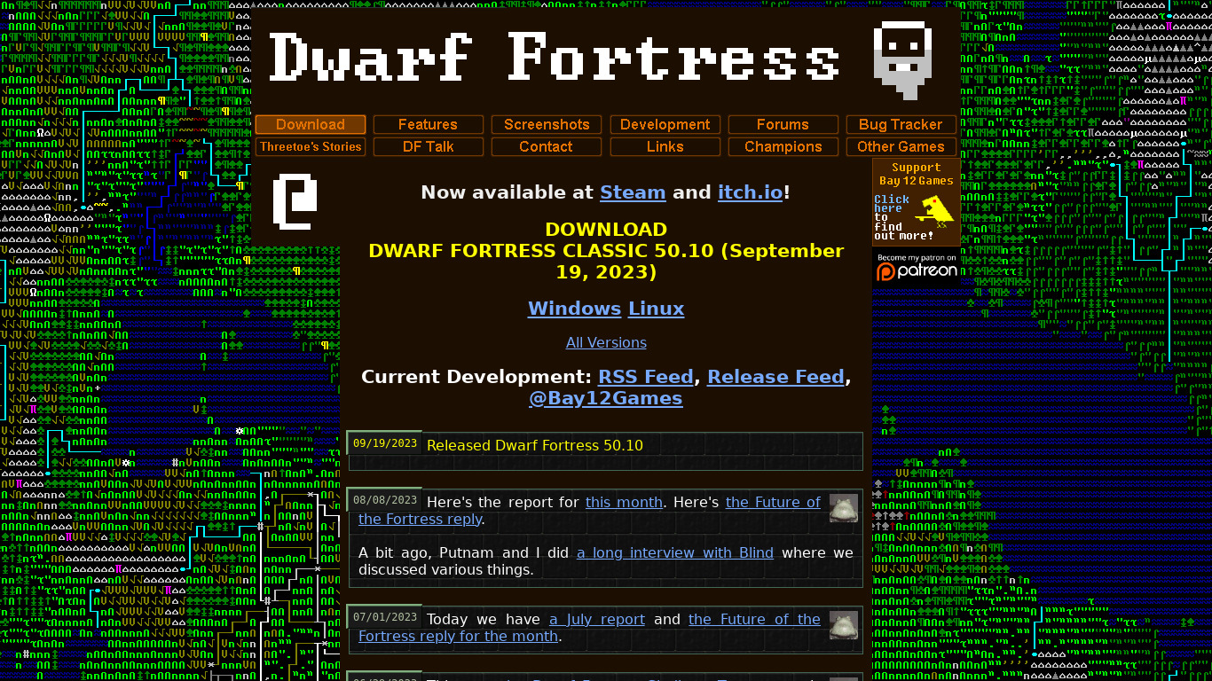 Dwarf Fortress Landing page